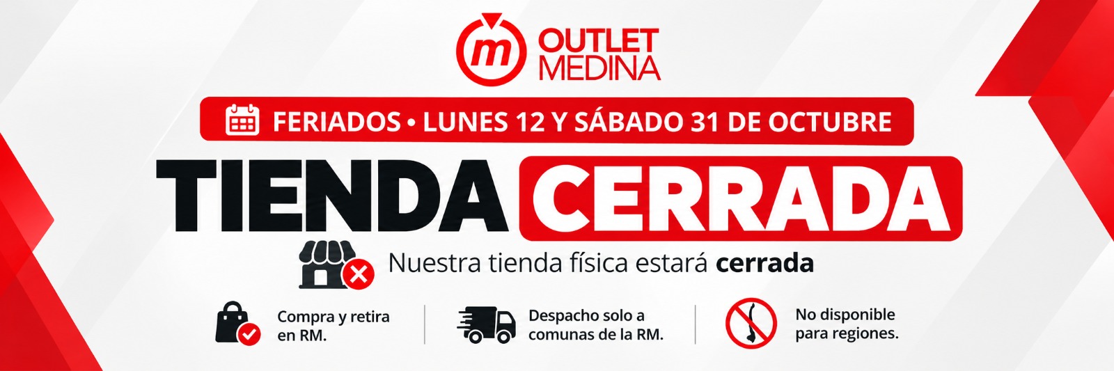 Feriados: lunes 12 y sábado 31 de octubre, tienda cerrada. Despacho solo a comunas de la Región Metropolitana.