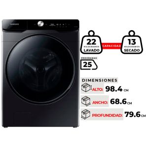 LAVADORA SECADORA SAMSUNG WD22T6500GV/ZS 22KG POR 13KG