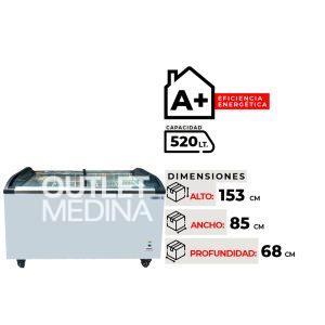 CONGELADORA TAPA DE VIDRIO BOZZO SD 520
