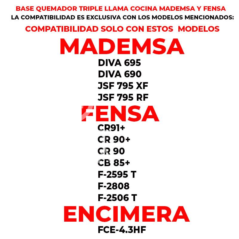 BASE QUEMADOR TRIPLE LLAMA COCINA MADEMSA 795XF