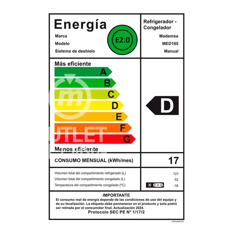 REFRIGERADOR MADEMSA MED165S