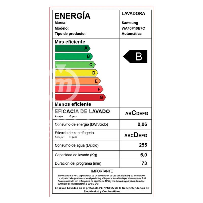 LAVADORA SAMSUNG WA40F19E7CZS 19KG