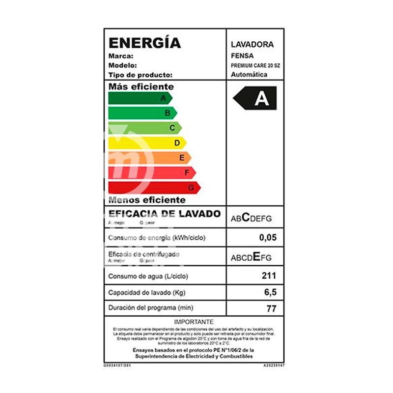 LAVADORA FENSA PREMIUM CARE 20 SZ